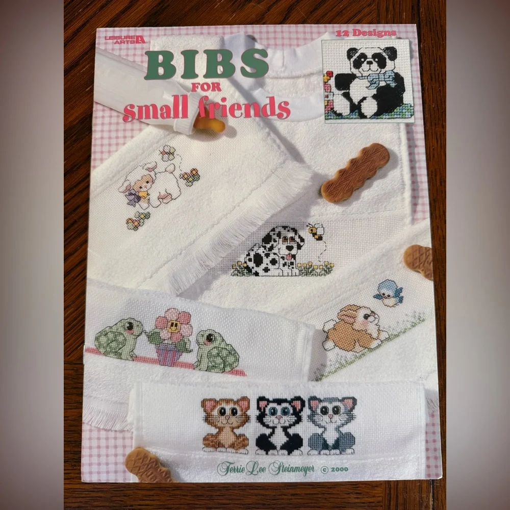 Leisure Arts Cross stitch pattern lot of 4 Nursery ABCs Bibs‎ Baby’s Buddies